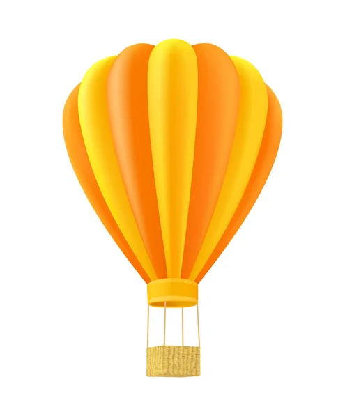 Ballon d'air jaune et orange avec panier — Image vectorielle