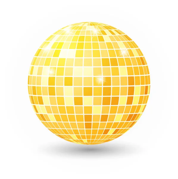 Disco labdát elszigetelt illusztráció. Night Club fél könnyű elem. Tükör fényes arany labdát design-disco dance Club. — Stock Vector