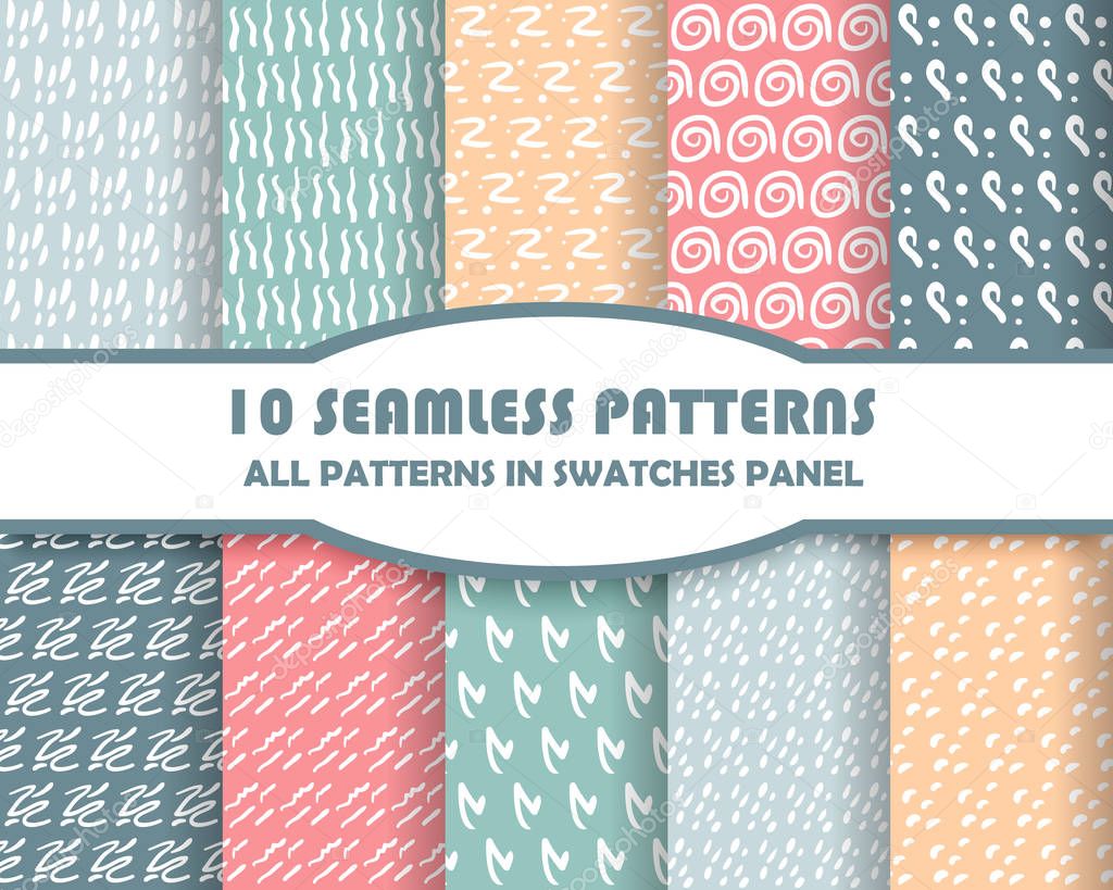 vector set of geometric seamless patterns for design