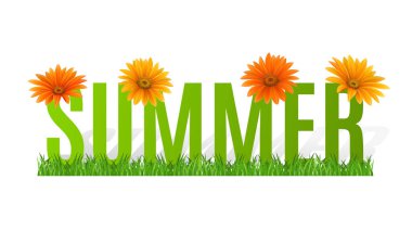 Yaz tipografik afiş tasarımı için çiçekli