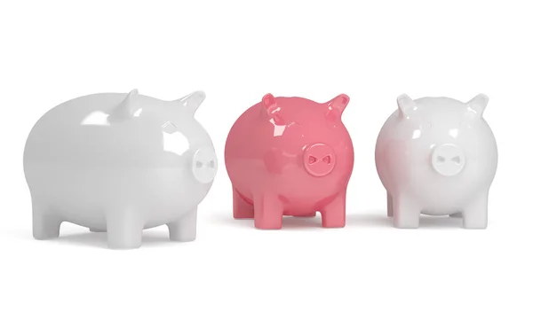 3D render van piggy bank met gouden munten — Stockfoto