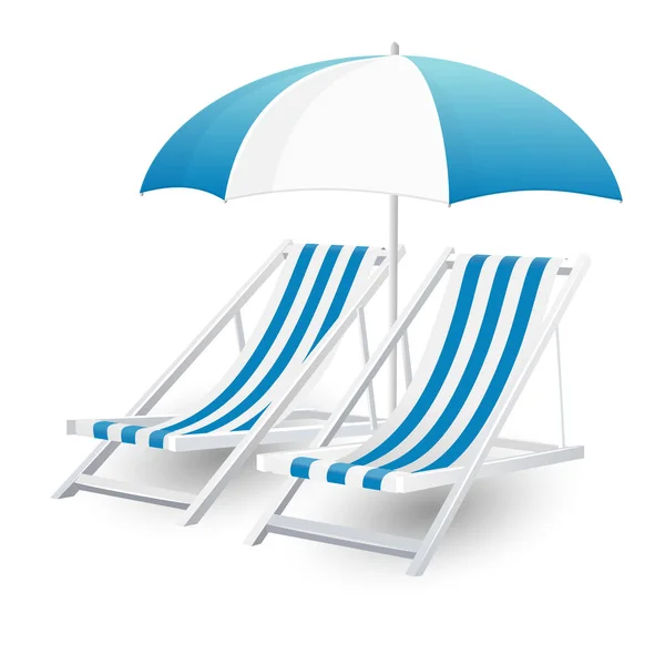 分離された椅子とビーチ傘 — ストックベクタ