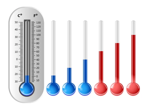 Weather thermometer with different temperature indicators — Stock Vector
