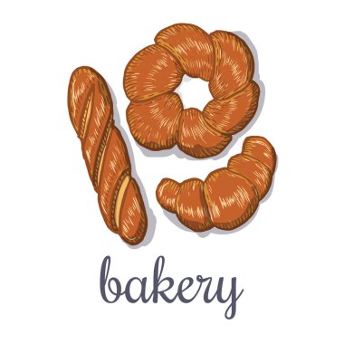 Elle çizilmiş dekoratif ekmek fırını. Vektör çizim.