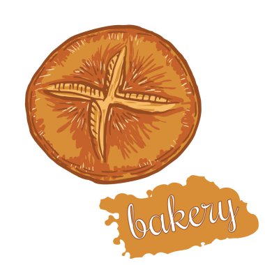 Elle çizilmiş dekoratif ekmek fırını. Vektör çizim.