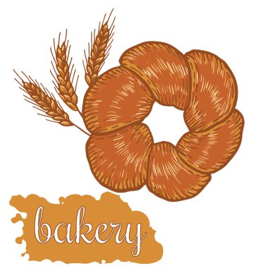 Elle çizilmiş dekoratif ekmek fırını. Vektör çizim.