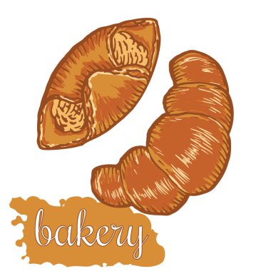 Elle çizilmiş dekoratif fırıncılık şablonu. Vektör çizim.