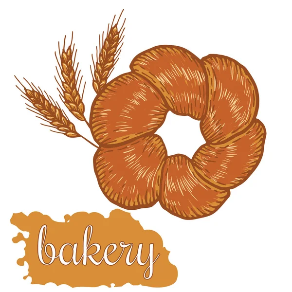 Elle çizilmiş dekoratif ekmek fırını. Vektör çizim.