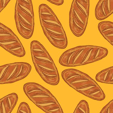 Elle çizilmiş dekoratif ekmek sramless desen. Vektör çizim.