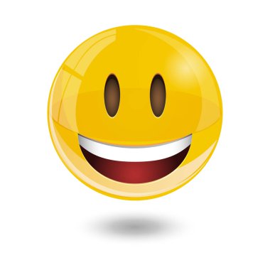 Sarı gülen yüz ifadeleri, emoji, illüstrasyon vektör.