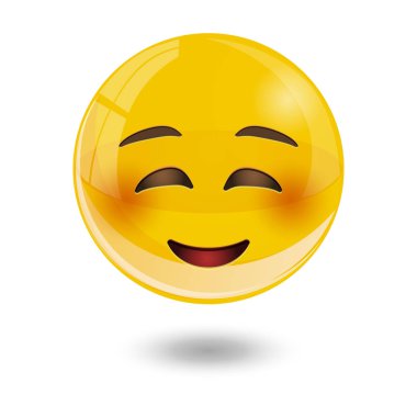 Sarı gülen yüz ifadeleri, emoji, illüstrasyon vektör.