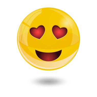 Sarı gülen yüz ifadeleri, emoji, illüstrasyon vektör.