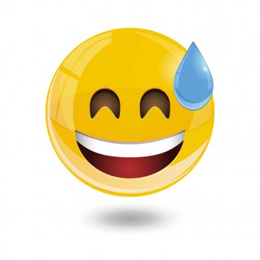Sarı gülen yüz ifadeleri, emoji, illüstrasyon vektör.