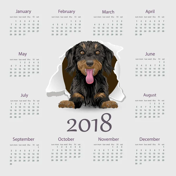 Шаблон векторного дизайна календаря 2018 года . — стоковый вектор