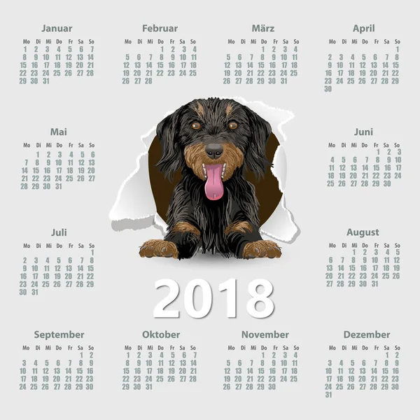 Calendrier 2018 année Allemand. Semaine débutant le lundi — Image vectorielle