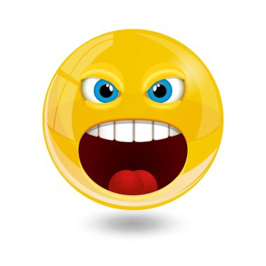 Sarı gülen yüz ifadeleri, emoji, illüstrasyon vektör.