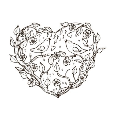 Sevgililer günü el çizilmiş doodle kartı