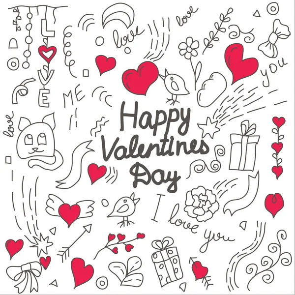 Valentim dia mão desenhada doodle card —  Vetores de Stock