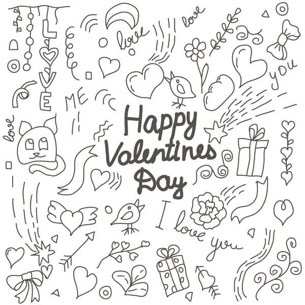Sevgililer günü el çizilmiş doodle kartı — Stok Vektör