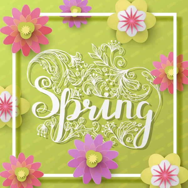 Fresh spring background with lettering — Stock Vector