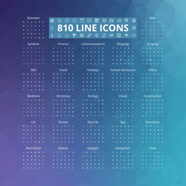 810 satır Icons Set — Stok Vektör