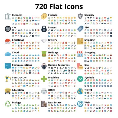 720 düz Icons Set