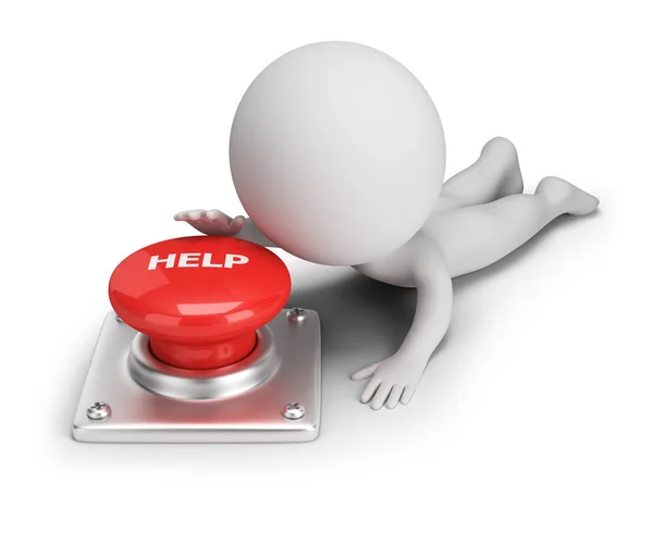 3d small people - help button — Stock Photo, Image