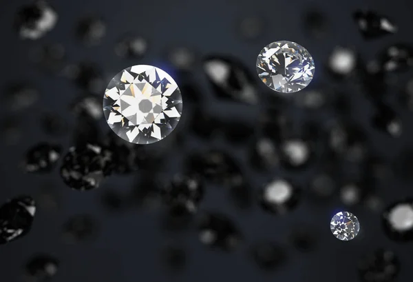 Black and white diamonds on a dark abstract background — Stock Photo, Image