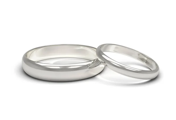 两个结婚戒指3D生成的图像 白人背景 免版税图库图片