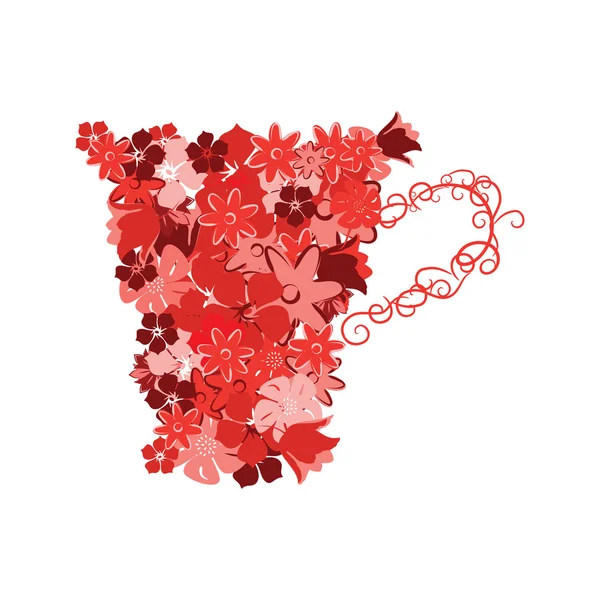 Кружка из красных цветов — стоковый вектор