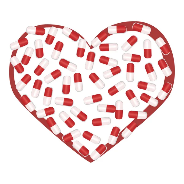 Οι κάψουλες uditsinsky ξαπλωμένη με τη μορφή της καρδιάς — Διανυσματικό Αρχείο