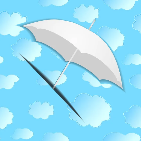 Paraguas de papel sobre el fondo de con nubes — Vector de stock