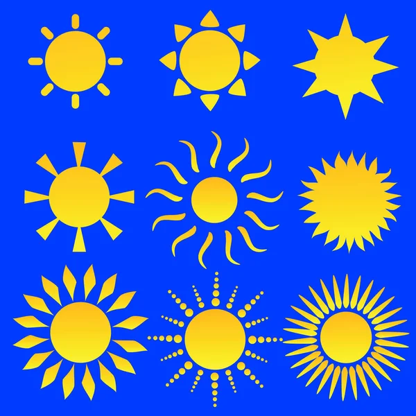 Güneş simgeleri koleksiyonu — Stok Vektör