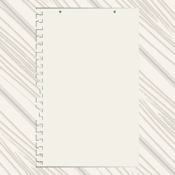 Het schoon vel papier op witte houten textuur — Stockvector