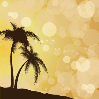 Güneş patche çerçevede palmiye ağaçlarının Silhouettes