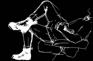 otobüs iç koltukta oturan adam vektör çizimi