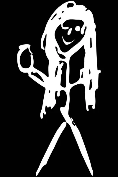 வெக்டார் ஓவியம் ஒரு ஜாடி அல்லது பாட்டிலுடன் ஒரு பெண்ணை வரைகிறது — ஸ்டாக் வெக்டார்