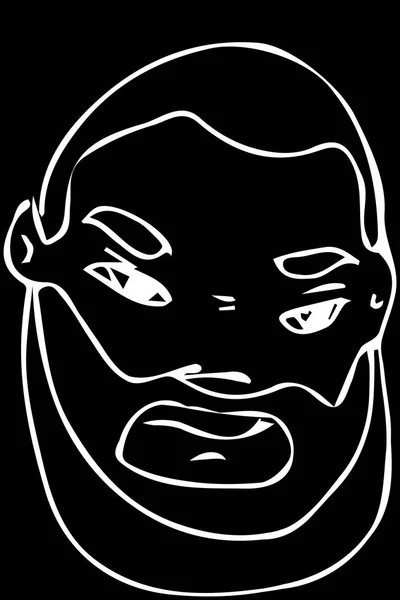 Dibujo vectorial de la cara de un macho adulto con barba — Vector de stock
