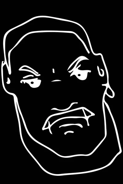 怒っている成人男性の顔のベクター スケッチ — ストックベクタ