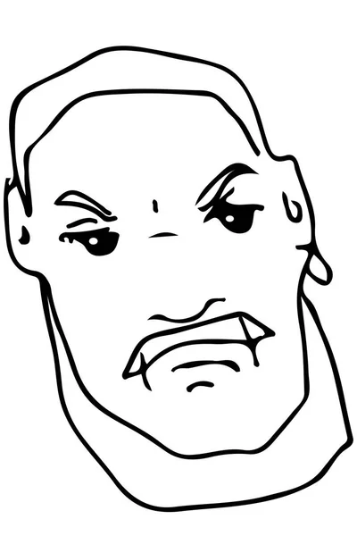 Векторний ескіз обличчя розлюченого дорослого чоловіка — стоковий вектор