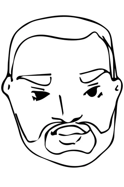 Dibujo vectorial de la cara de un macho adulto con barba — Vector de stock