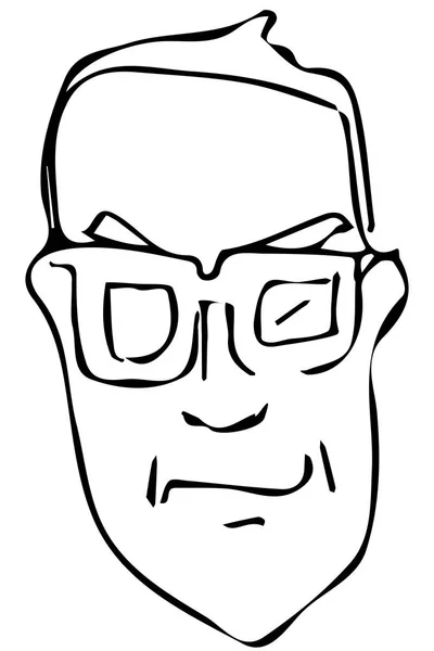 Esboço vetorial da face de um macho adulto com óculos — Vetor de Stock