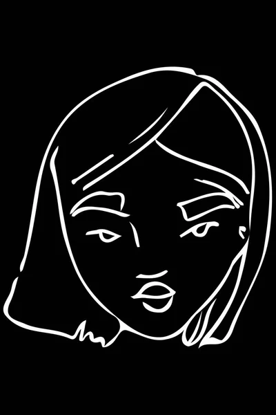 Croquis vectoriel du visage d'une belle jeune fille — Image vectorielle