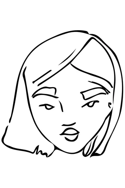 Vector schets van het gezicht van een mooi jong meisje — Stockvector