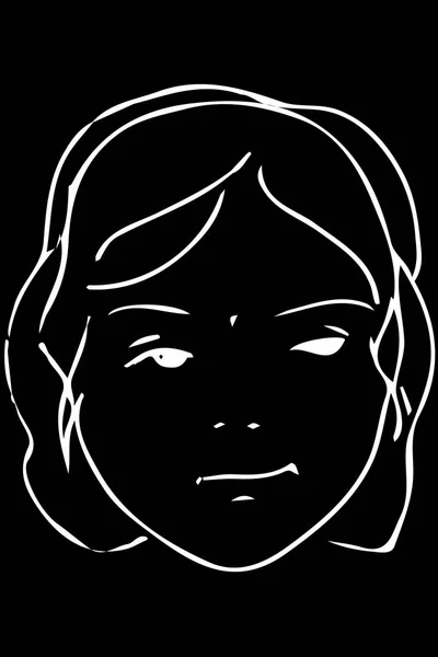 Güzel bir genç kız yüzünü vektör çizimi — Stok Vektör