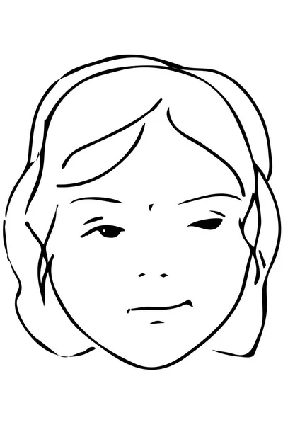 Dibujo vectorial de la cara de una hermosa joven — Vector de stock