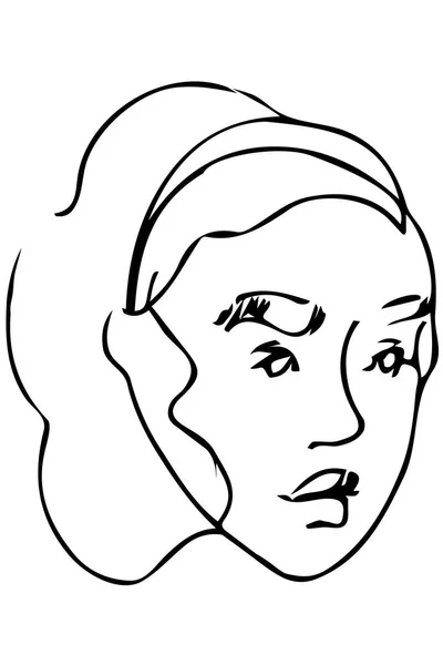 Dibujo vectorial de la cara de una hermosa joven — Vector de stock