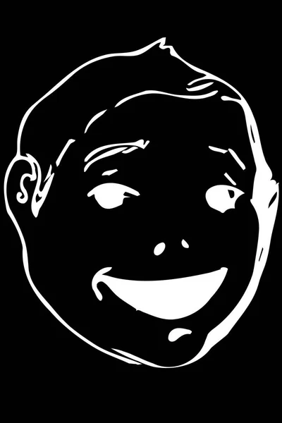 Dibujo vectorial de una cara hermosa de un niño sonriente — Vector de stock