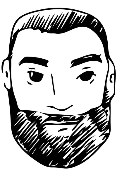 Dibujo vectorial de la cara de un macho adulto con barba — Archivo Imágenes Vectoriales