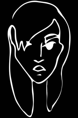 güzel bir genç kız yüzünü vektör çizimi